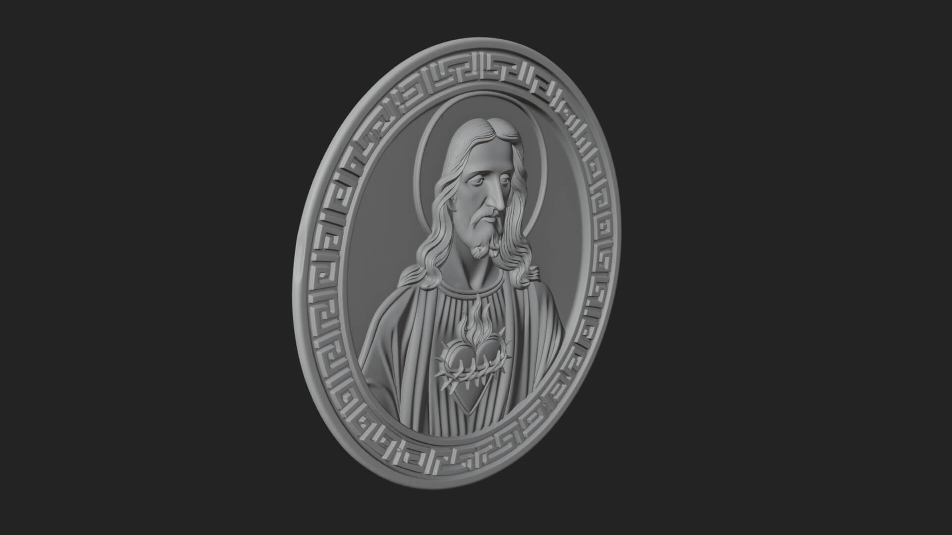 Sacred Heart Oval Relief Plaque Design 3 3D Print Model 3D Model