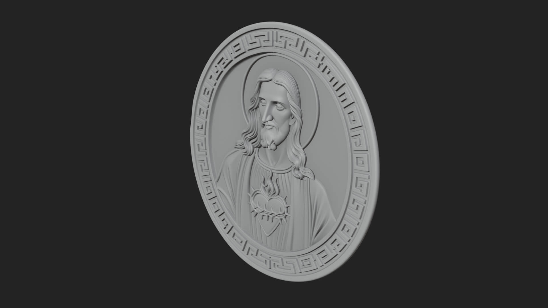 Sacred Heart Oval Relief Plaque Design 3 3D Print Model 3D Model