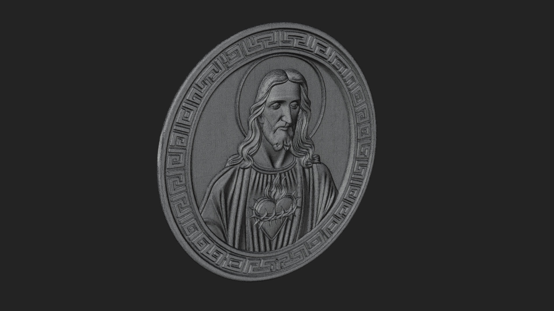 Sacred Heart Oval Relief Plaque Design 3 3D Print Model 3D Model