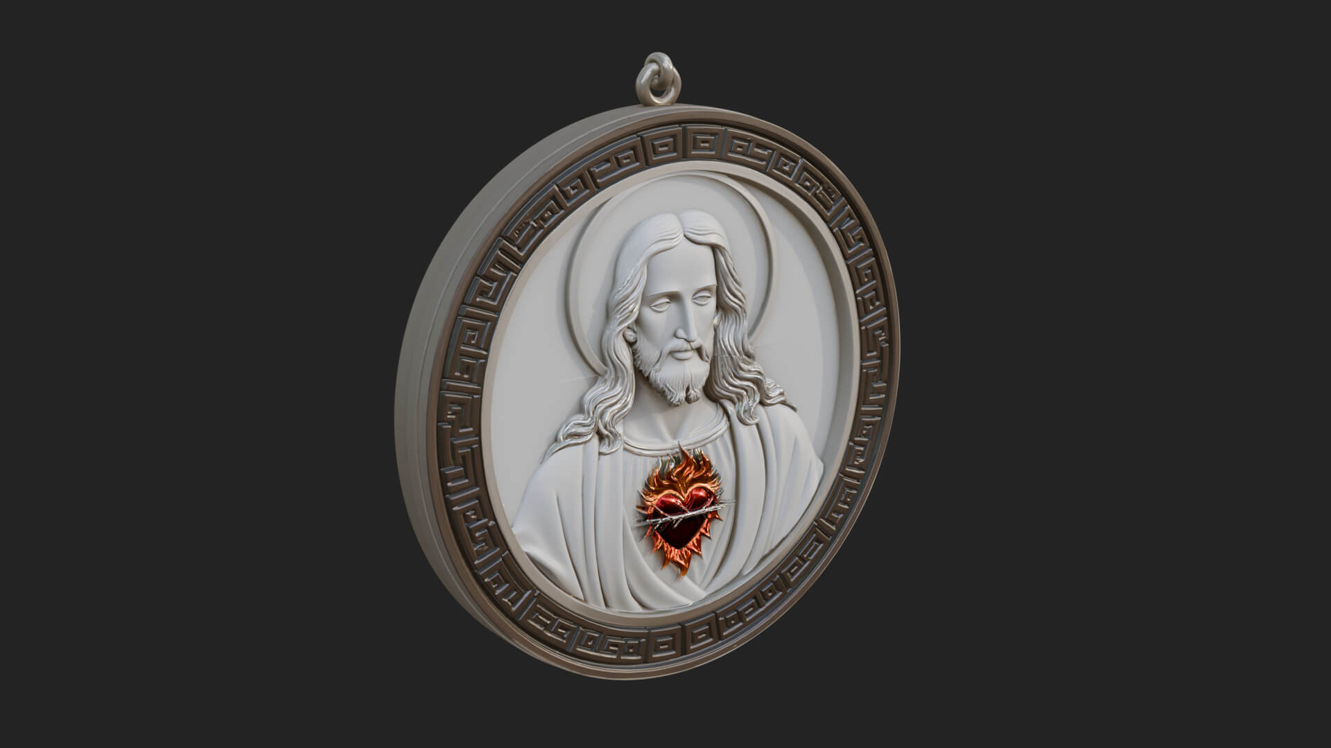 Sacred Heart Oval Relief Plaque Design 4 3D Print Model 3D Model