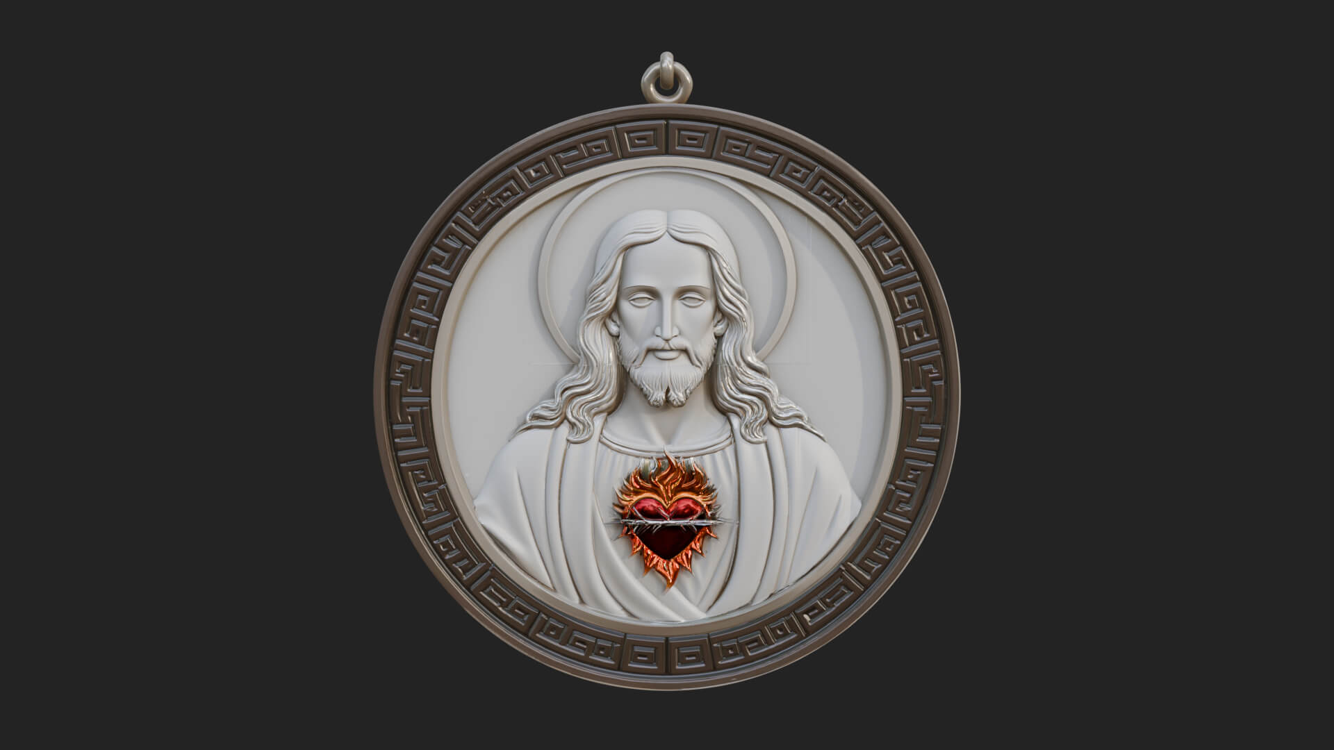 Sacred Heart Oval Relief Plaque Design 4 3D Print Model 3D Model