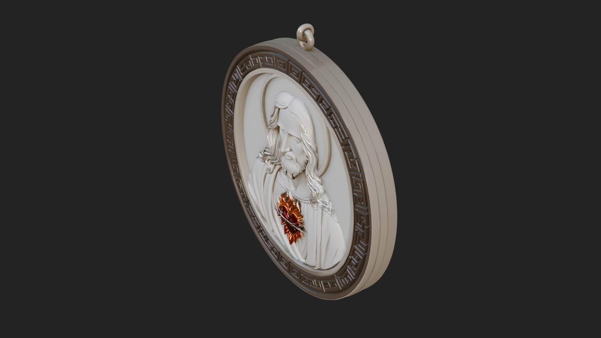 Sacred Heart Oval Relief Plaque Design 4 3D Print Model 3D Model