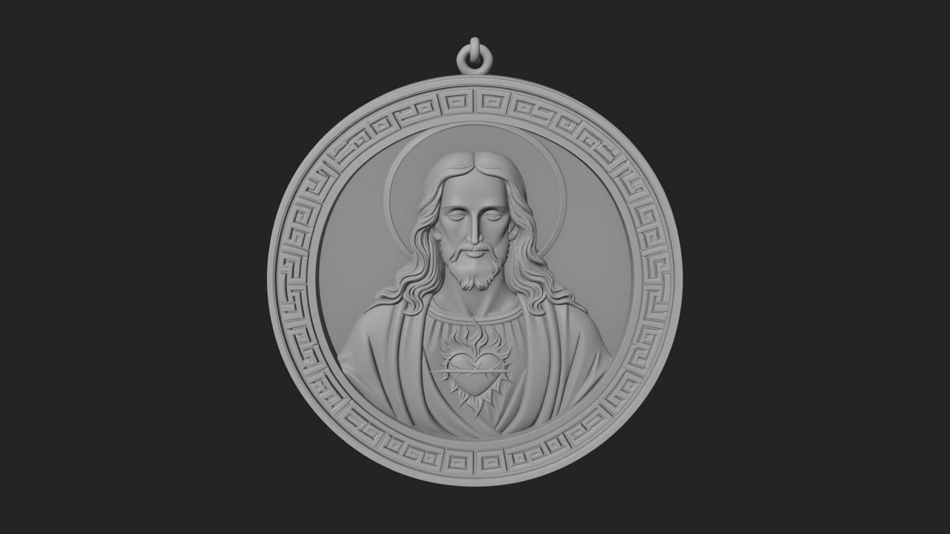 Sacred Heart Oval Relief Plaque Design 4 3D Print Model 3D Model