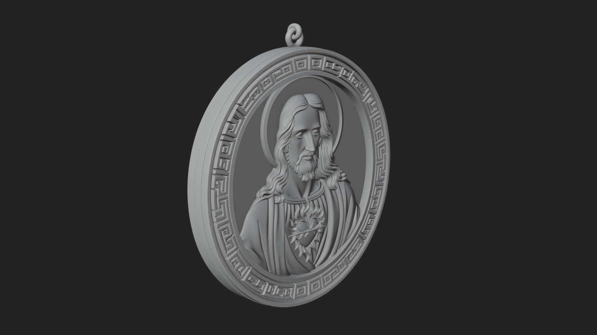 Sacred Heart Oval Relief Plaque Design 4 3D Print Model 3D Model