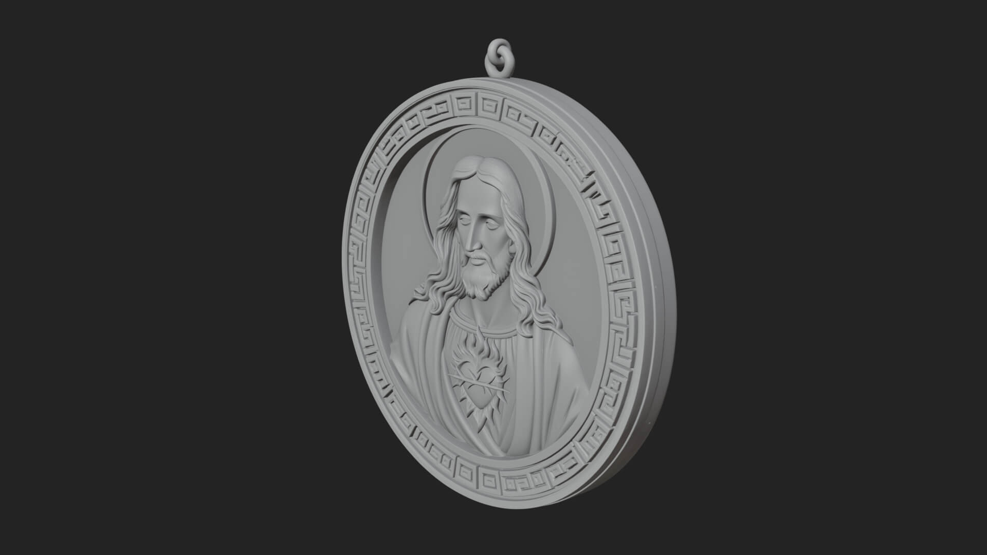 Sacred Heart Oval Relief Plaque Design 4 3D Print Model 3D Model