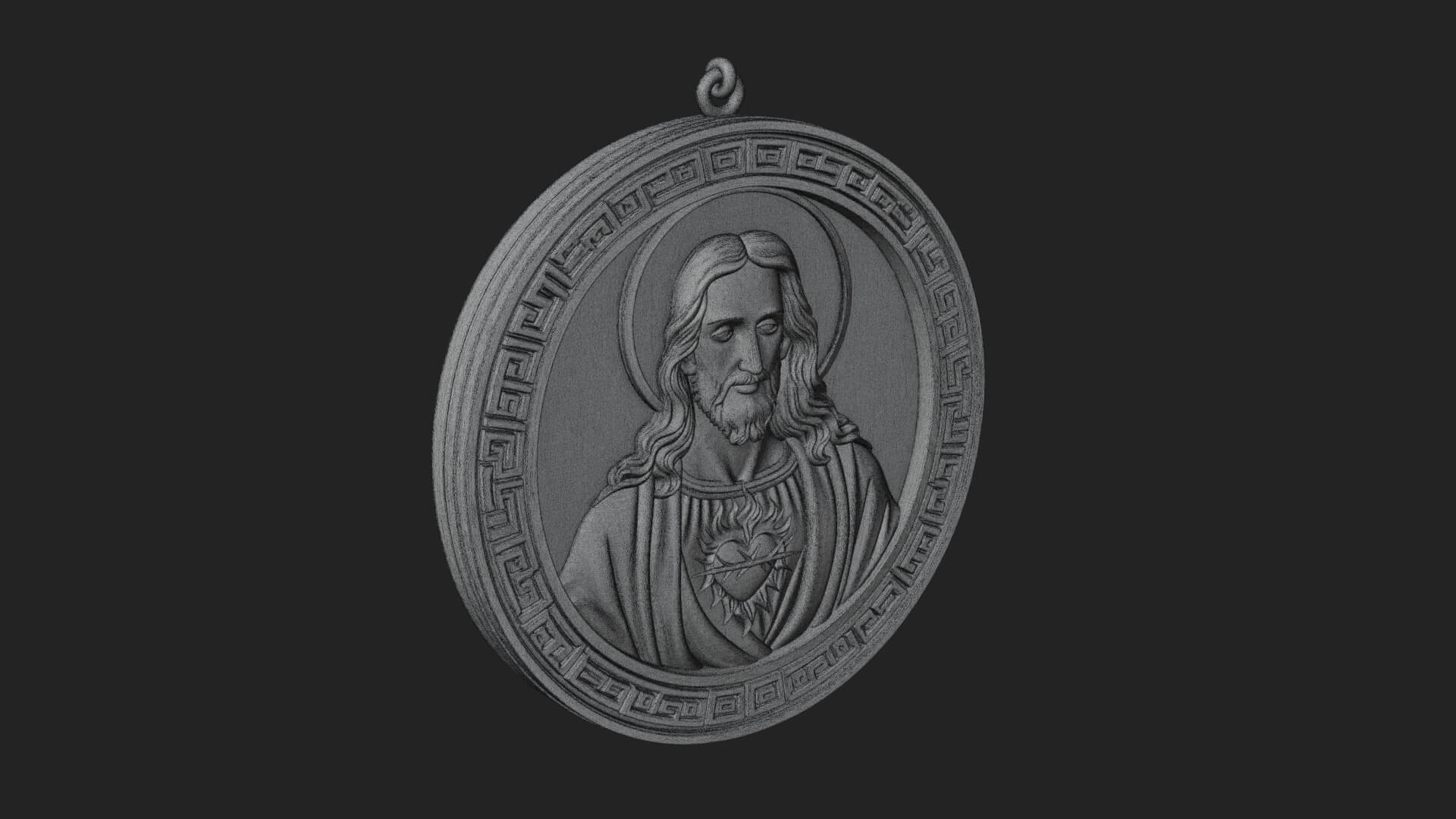 Sacred Heart Oval Relief Plaque Design 4 3D Print Model 3D Model