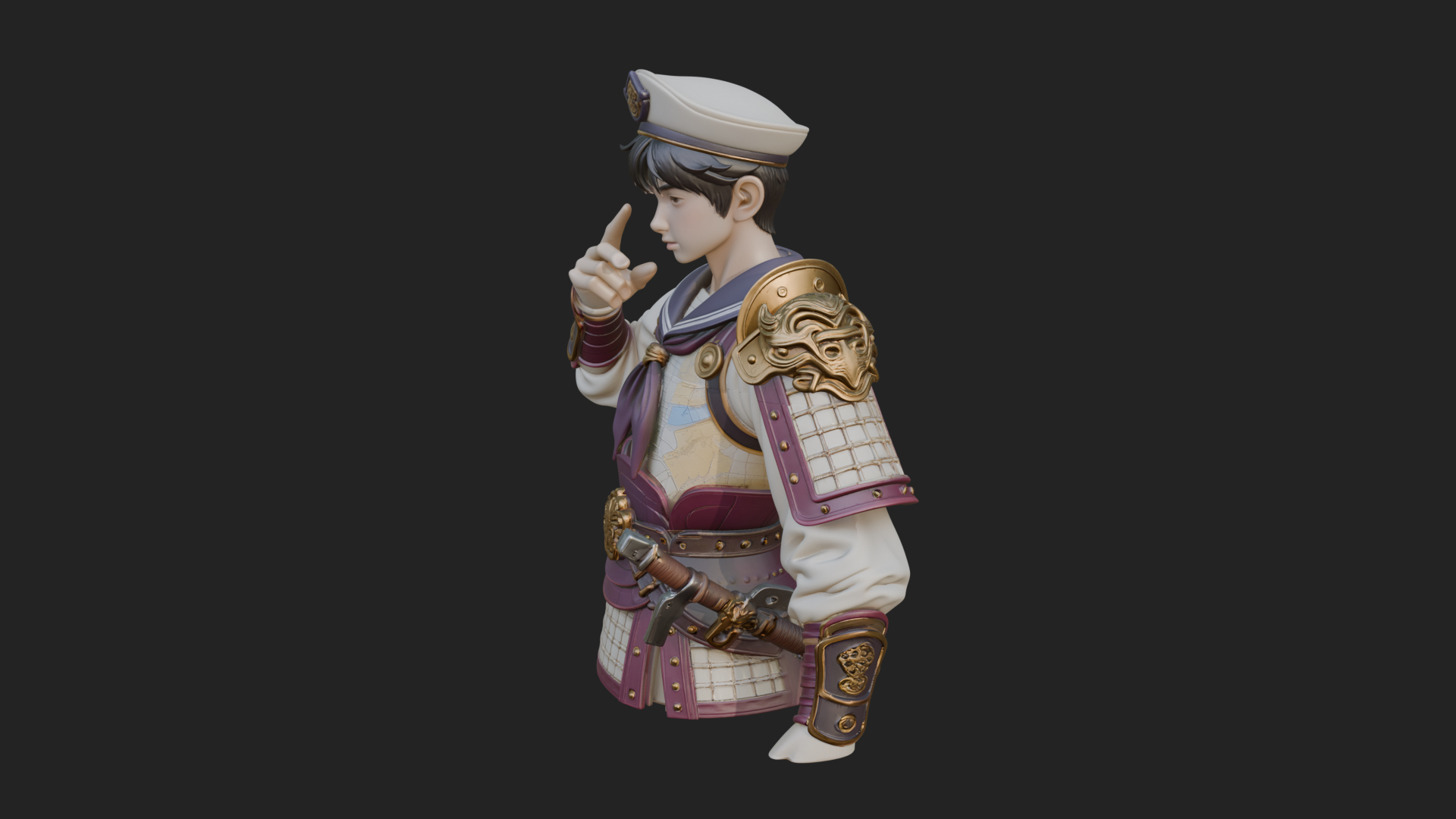 Sailor Cap Boy Statue Design 1 3D Print Model 3D Model