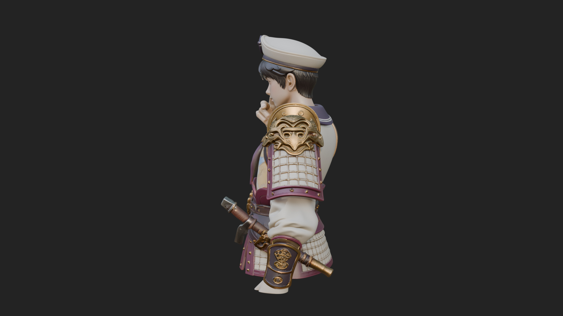 Sailor Cap Boy Statue Design 1 3D Print Model 3D Model