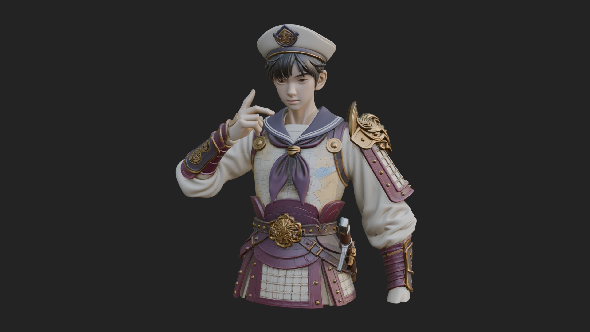 Sailor Cap Boy Statue Design 1 3D Print Model 3D Model