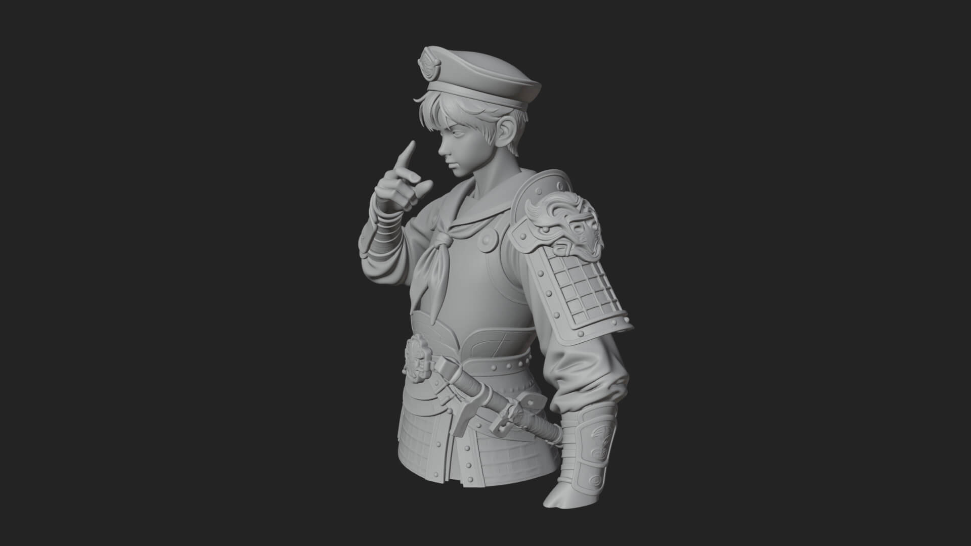Sailor Cap Boy Statue Design 1 3D Print Model 3D Model