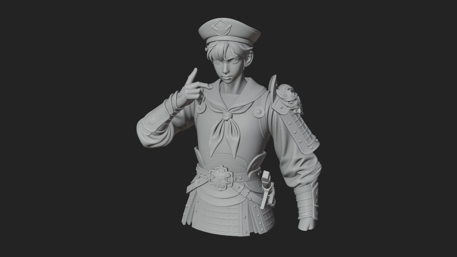 Sailor Cap Boy Statue Design 1 3D Print Model 3D Model