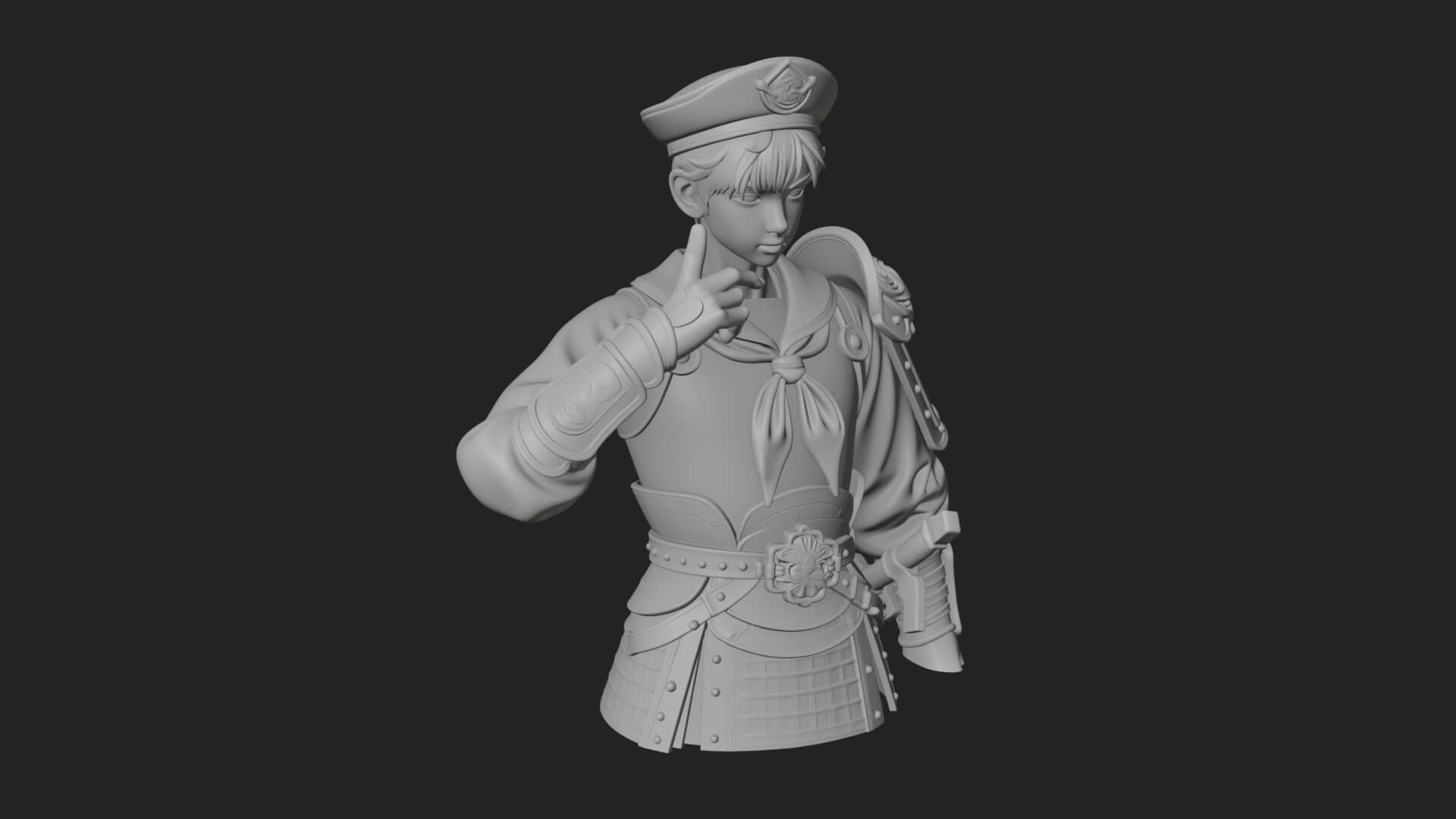 Sailor Cap Boy Statue Design 1 3D Print Model 3D Model