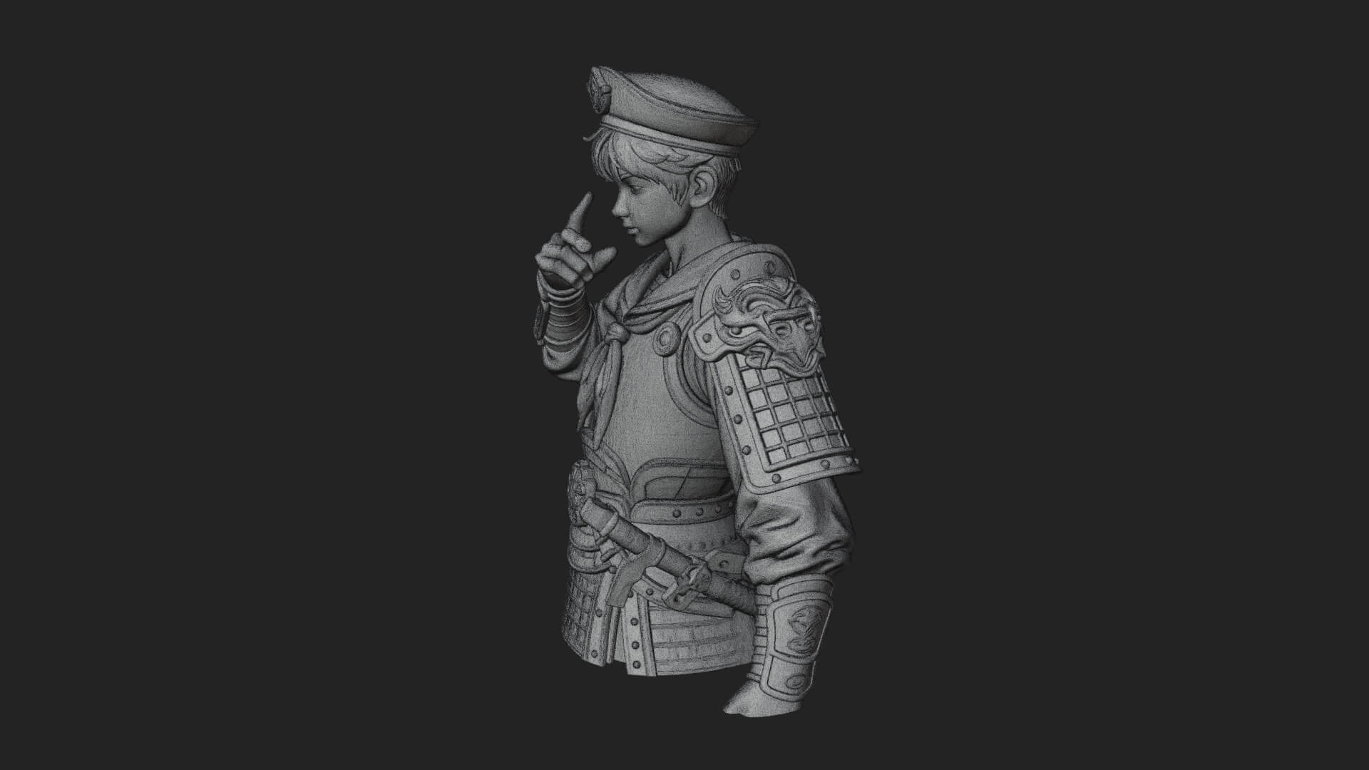 Sailor Cap Boy Statue Design 1 3D Print Model 3D Model
