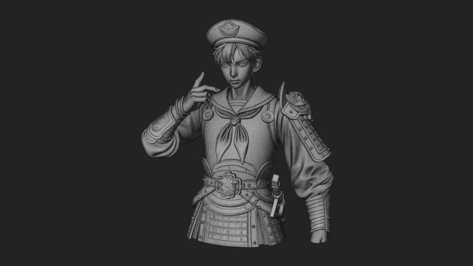 Sailor Cap Boy Statue Design 1 3D Print Model 3D Model