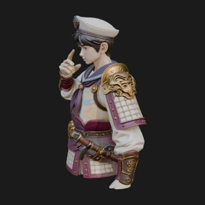 Sailor Cap Boy Statue Design 1 3D Print Model