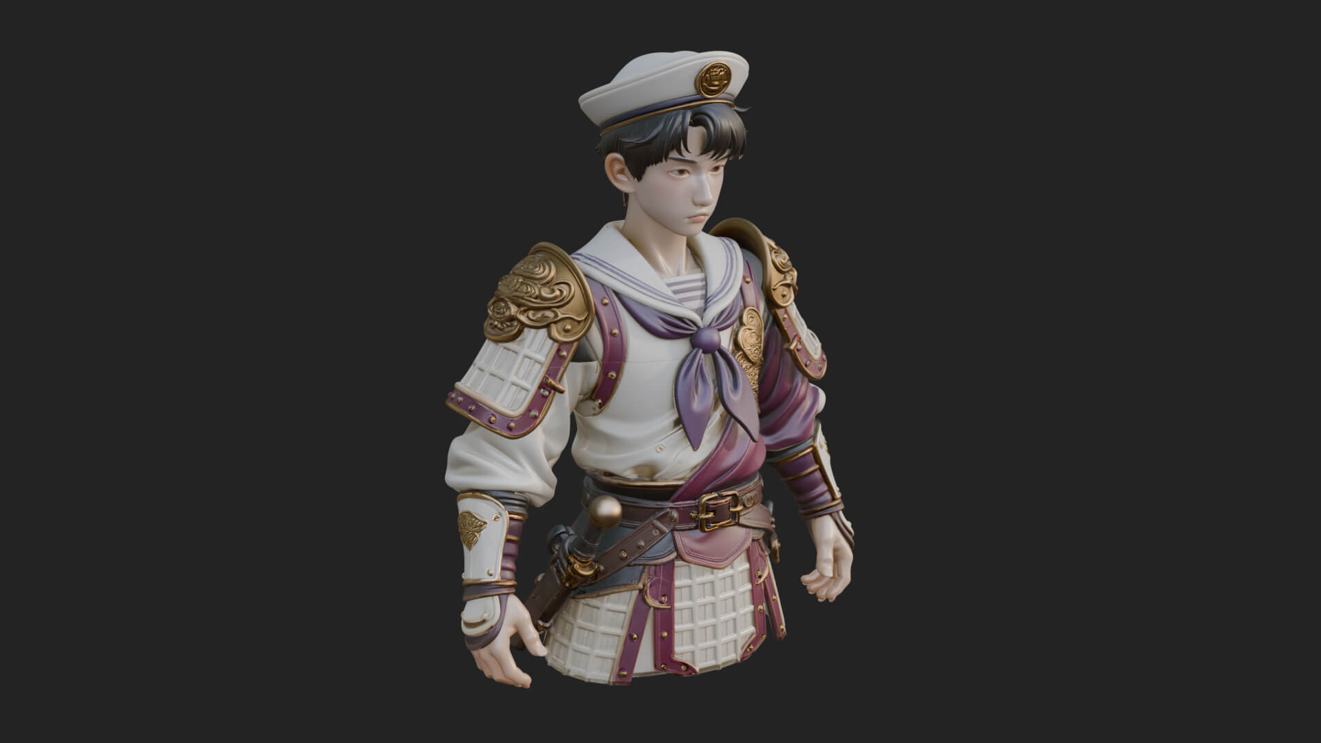 Sailor Cap Boy Statue Design 2 3D Print Model 3D Model