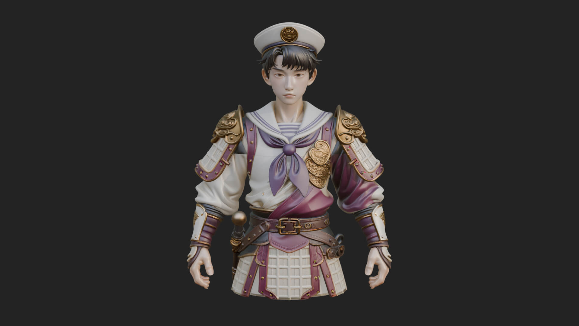 Sailor Cap Boy Statue Design 2 3D Print Model 3D Model