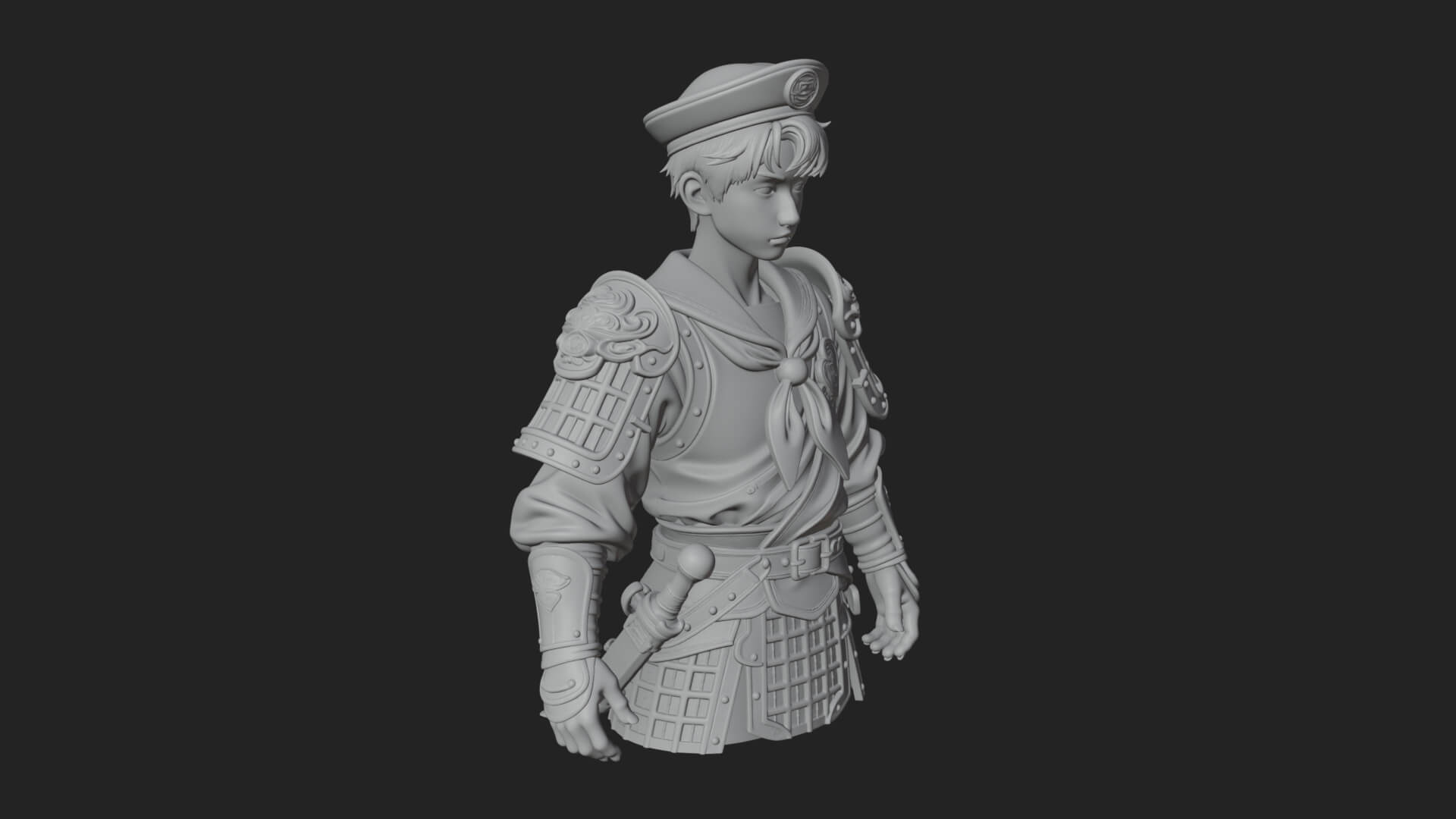 Sailor Cap Boy Statue Design 2 3D Print Model 3D Model