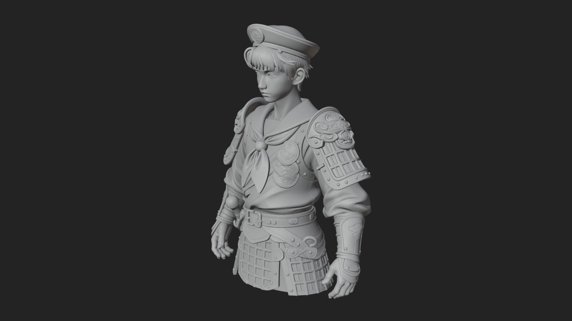 Sailor Cap Boy Statue Design 2 3D Print Model 3D Model
