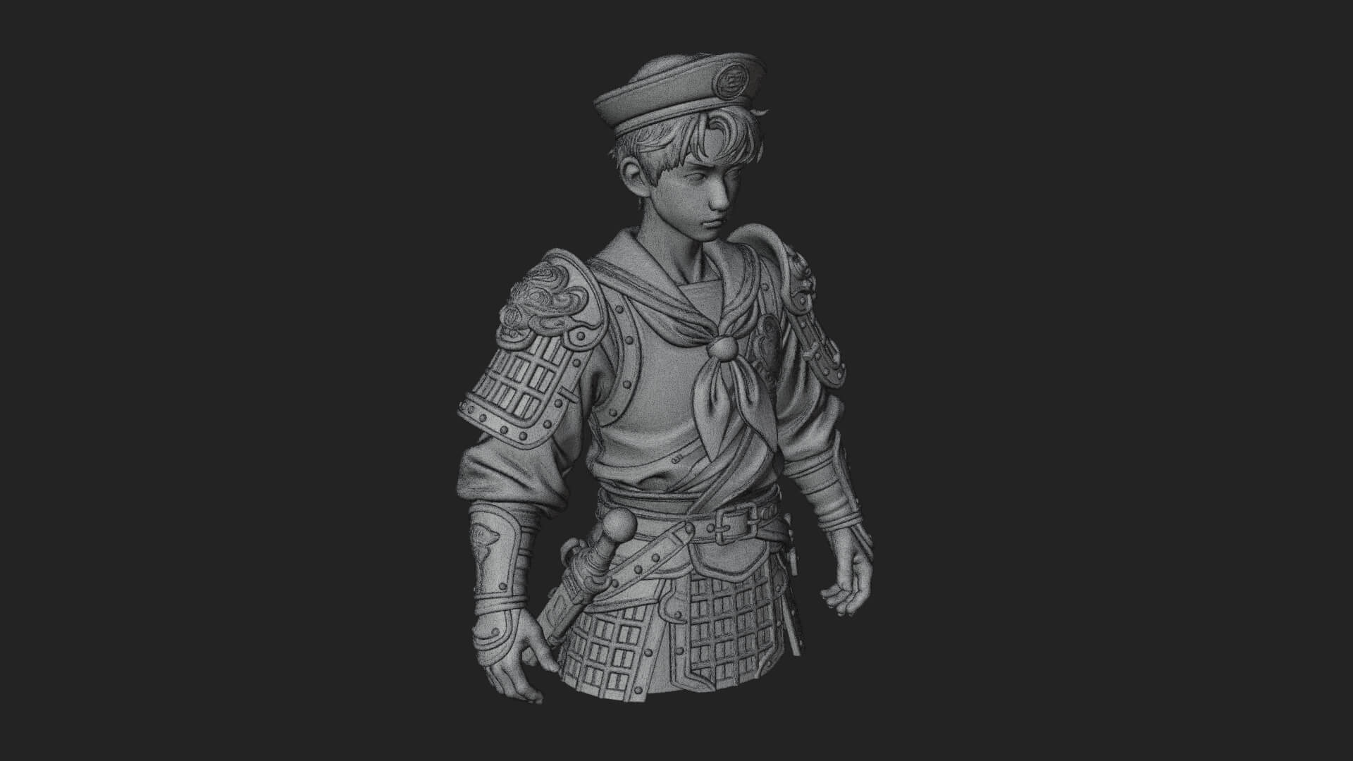 Sailor Cap Boy Statue Design 2 3D Print Model 3D Model
