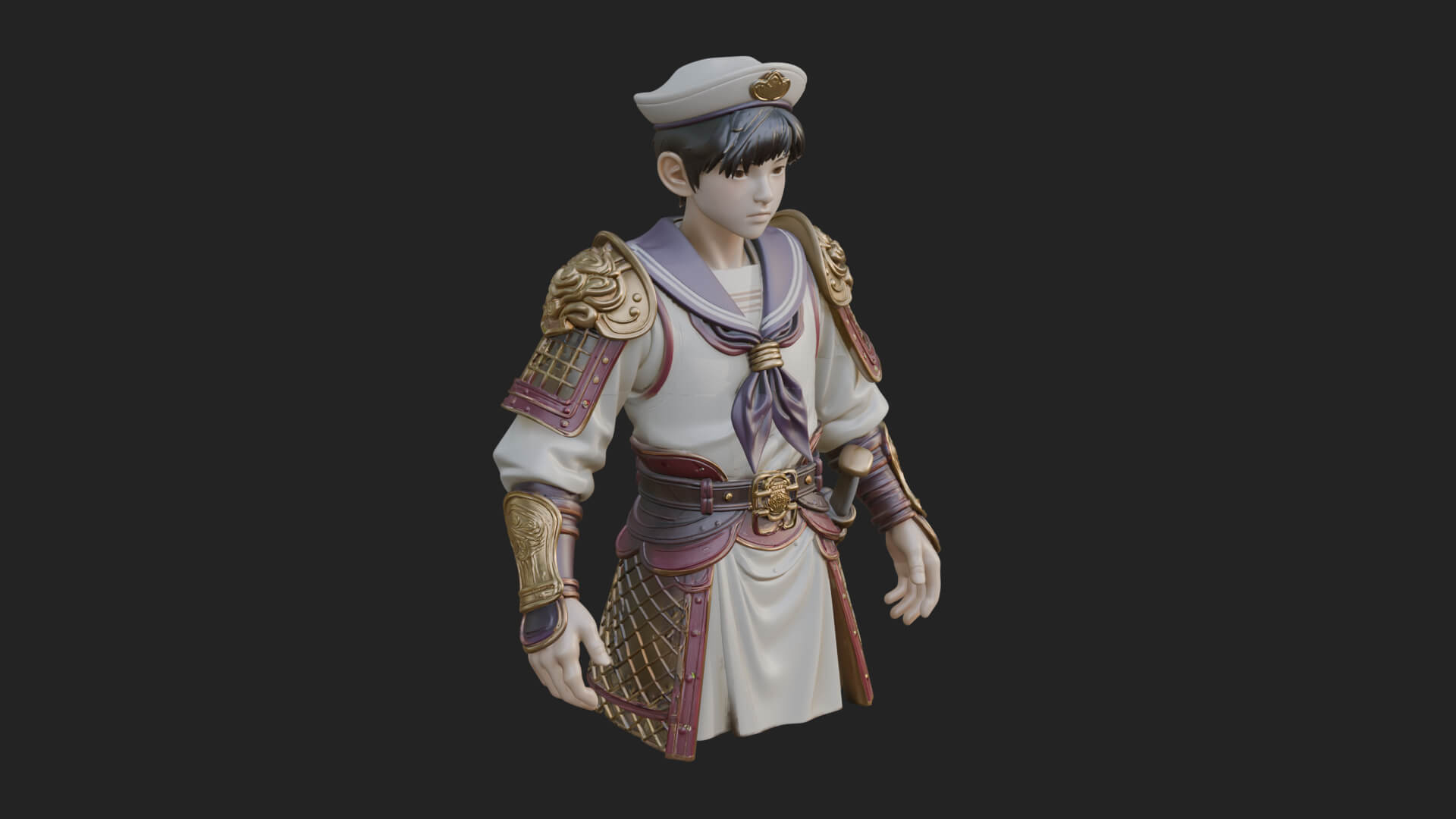 Sailor Cap Boy Statue Design 3 3D Print Model 3D Model