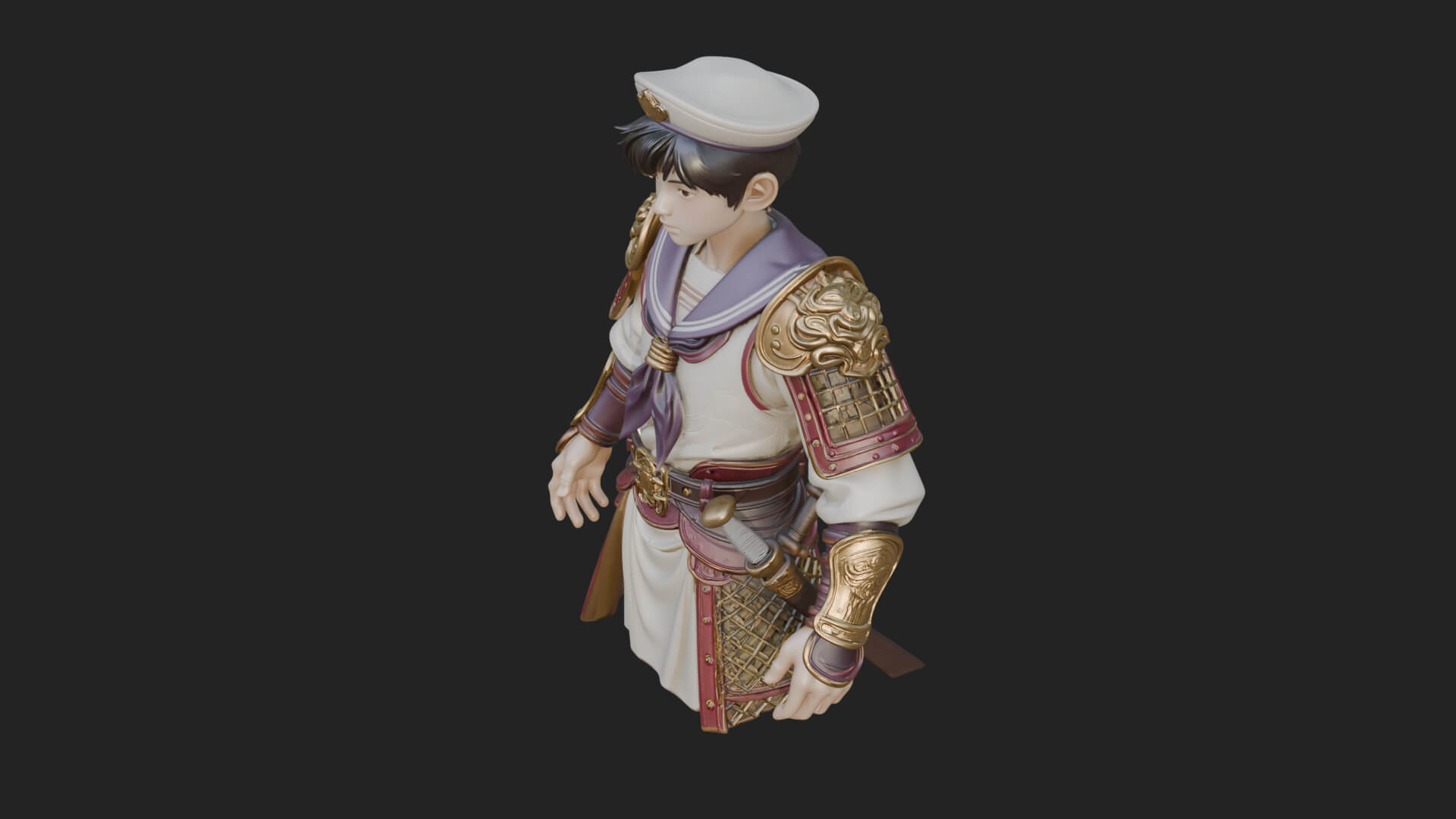 Sailor Cap Boy Statue Design 3 3D Print Model 3D Model