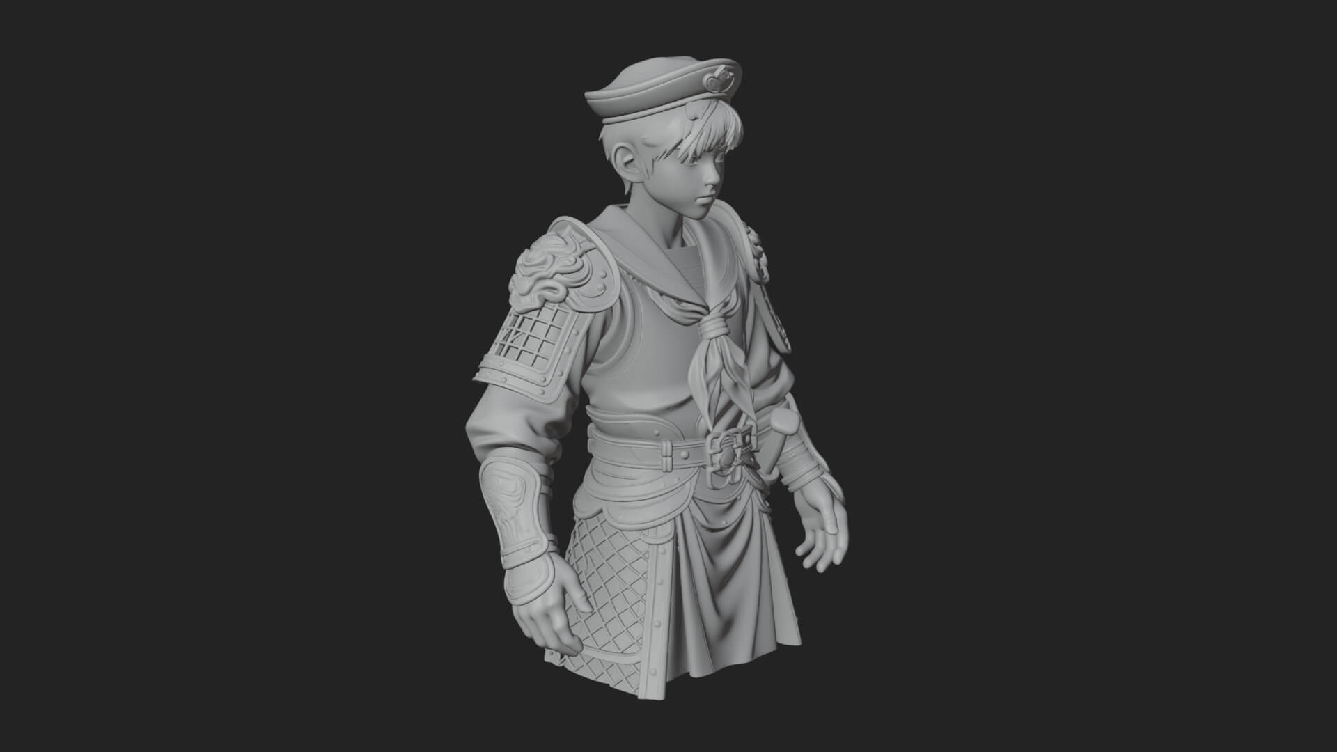 Sailor Cap Boy Statue Design 3 3D Print Model 3D Model