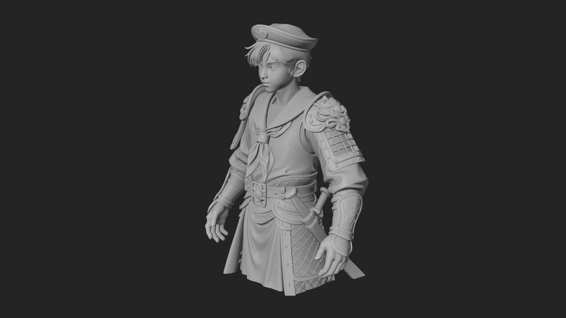 Sailor Cap Boy Statue Design 3 3D Print Model 3D Model