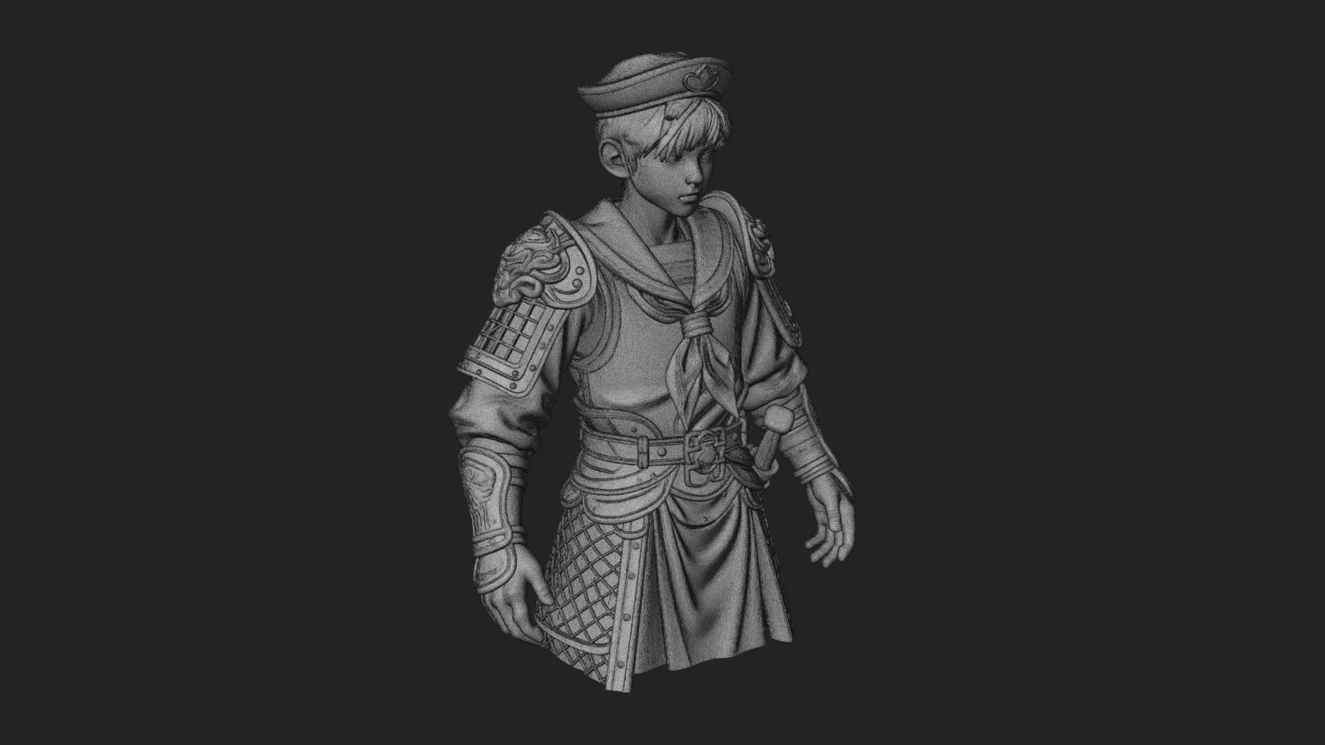 Sailor Cap Boy Statue Design 3 3D Print Model 3D Model