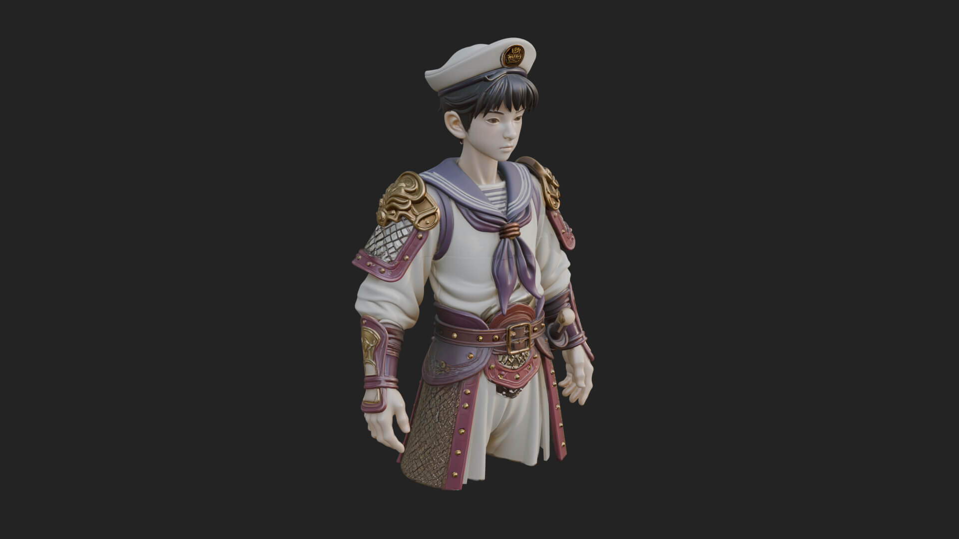 Sailor Cap Boy Statue Design 4 3D Print Model 3D Model
