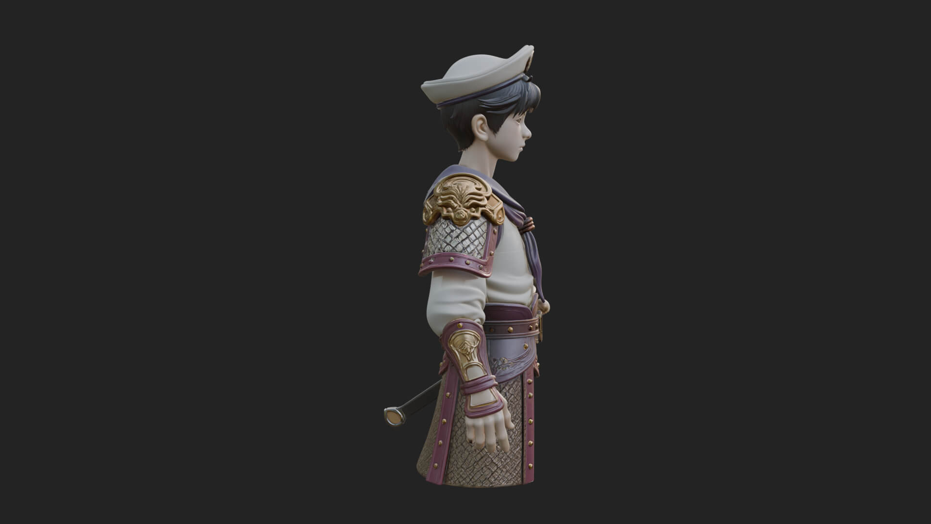 Sailor Cap Boy Statue Design 4 3D Print Model 3D Model