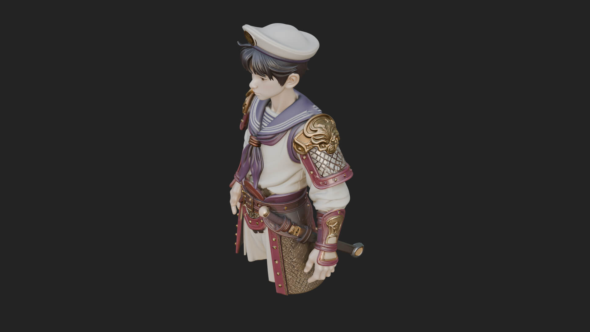 Sailor Cap Boy Statue Design 4 3D Print Model 3D Model