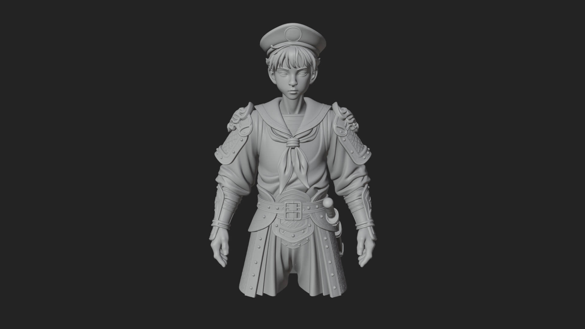 Sailor Cap Boy Statue Design 4 3D Print Model 3D Model