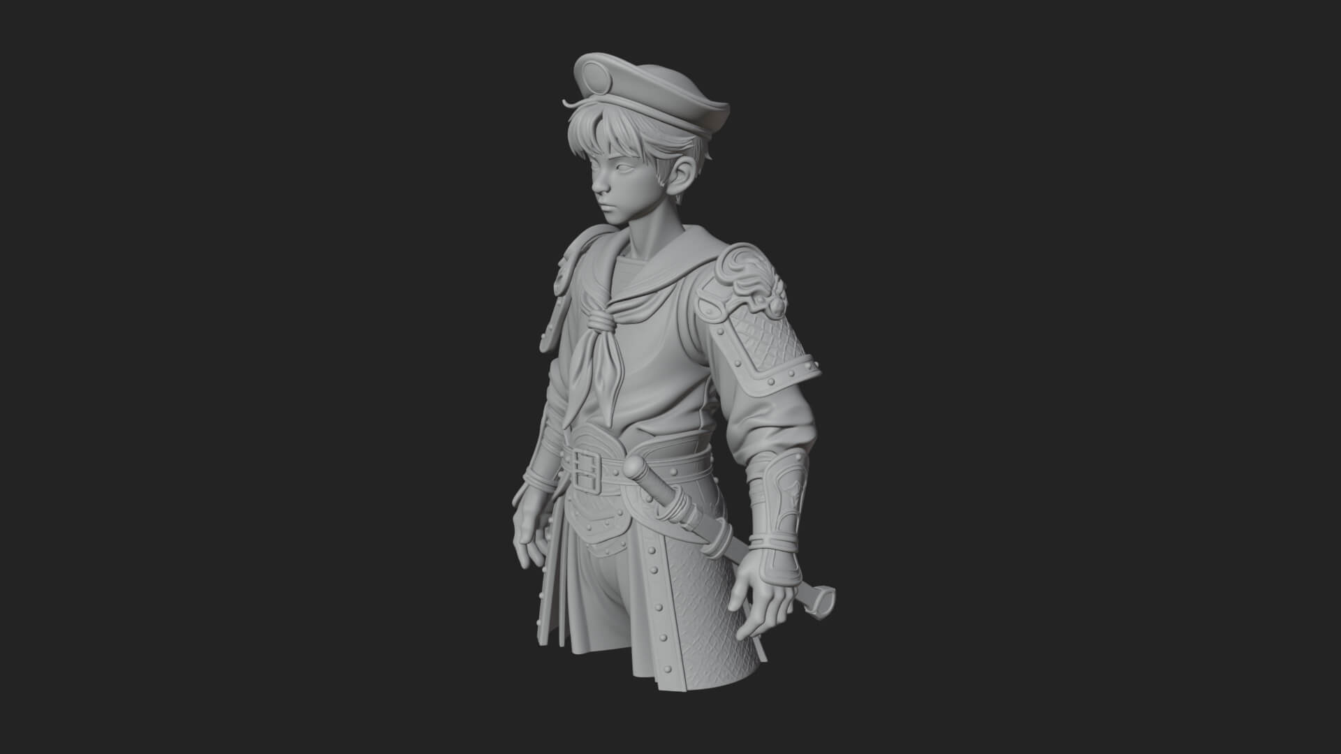 Sailor Cap Boy Statue Design 4 3D Print Model 3D Model