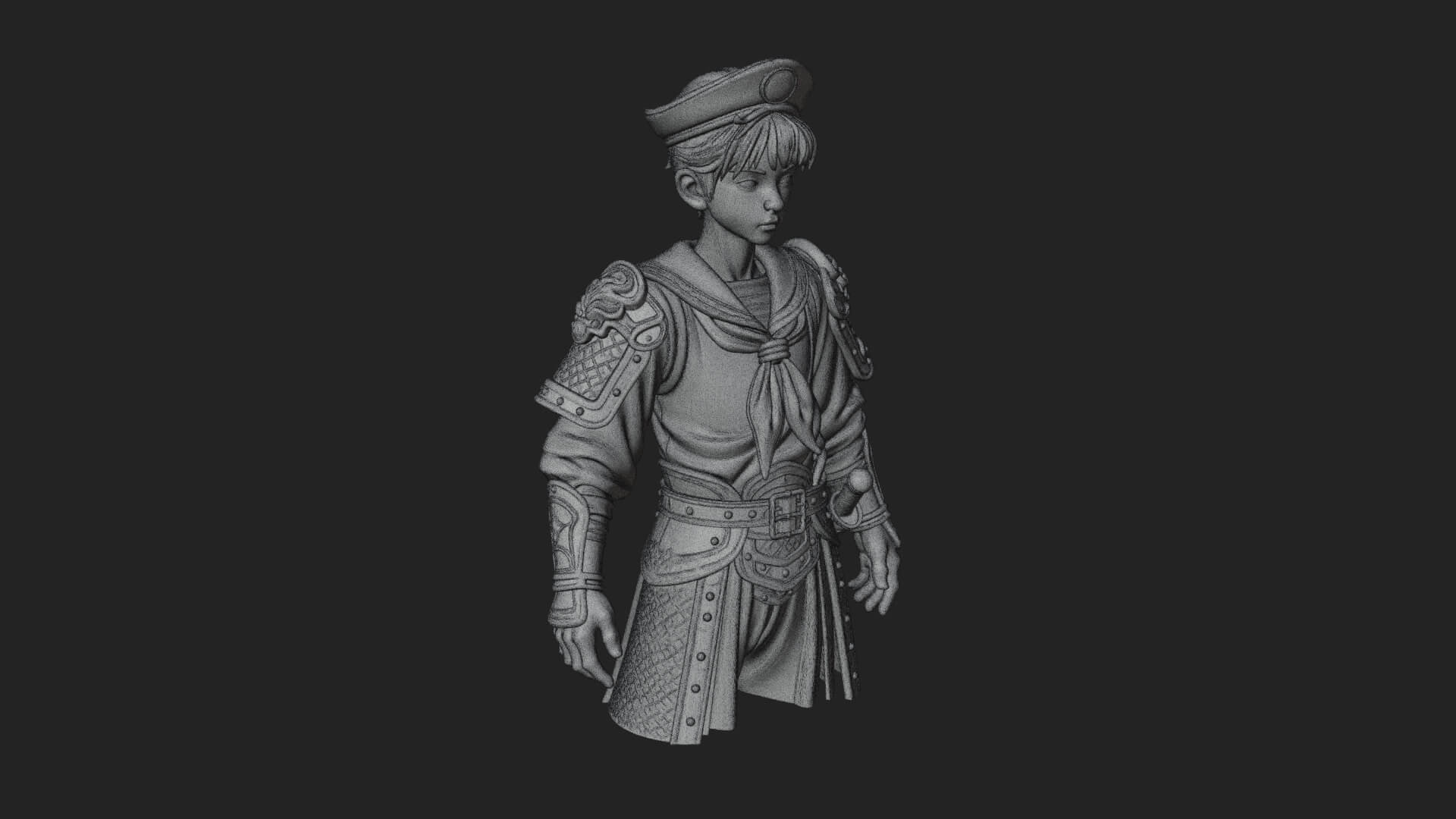 Sailor Cap Boy Statue Design 4 3D Print Model 3D Model