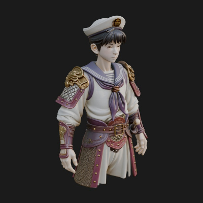 Sailor Cap Boy Statue Design 4 3D Print Model