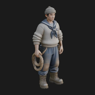 Sailor Man Statue Design 1 3D Print Model