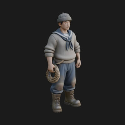 Sailor Man Statue Design 2 3D Print Model