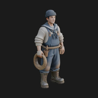 Sailor Man Statue Design 3 3D Print Model