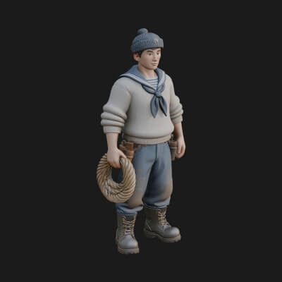 Sailor Man Statue Design 4 3D Print Model