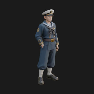 Sailor Man Statue Design 5 3D Print Model