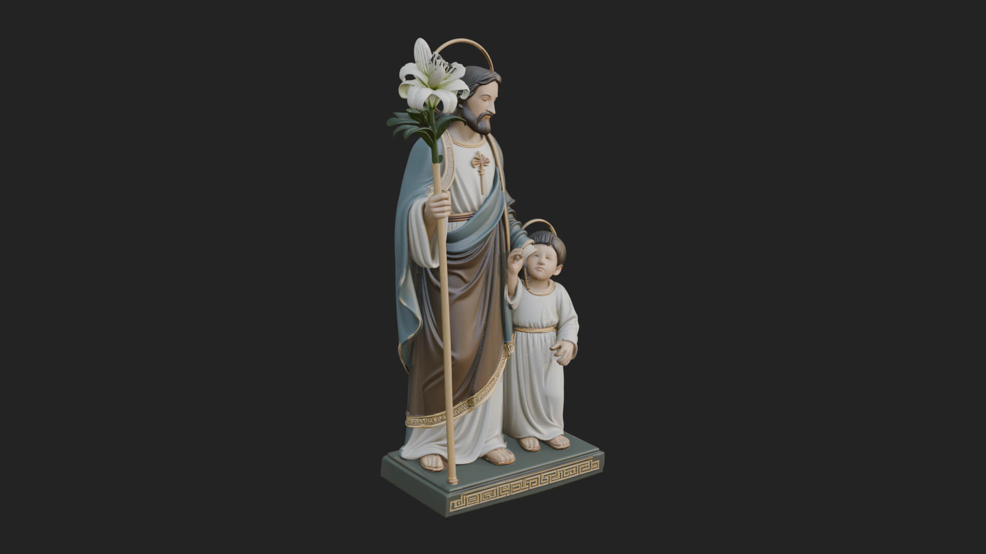Saint Joseph with Child Statue Design 1 3D Print Model 3D Model