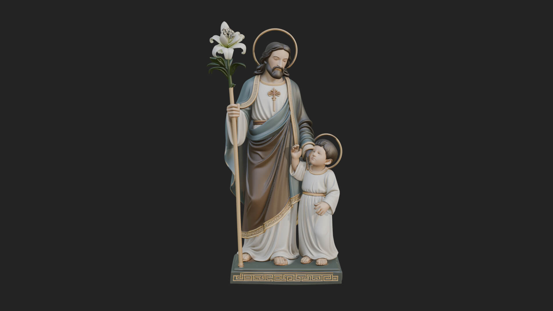 Saint Joseph with Child Statue Design 1 3D Print Model 3D Model