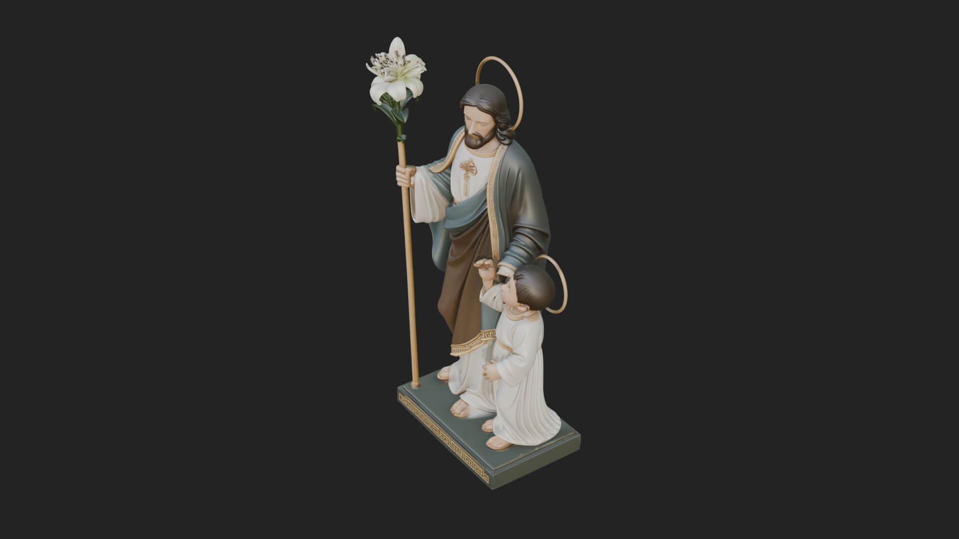 Saint Joseph with Child Statue Design 1 3D Print Model 3D Model