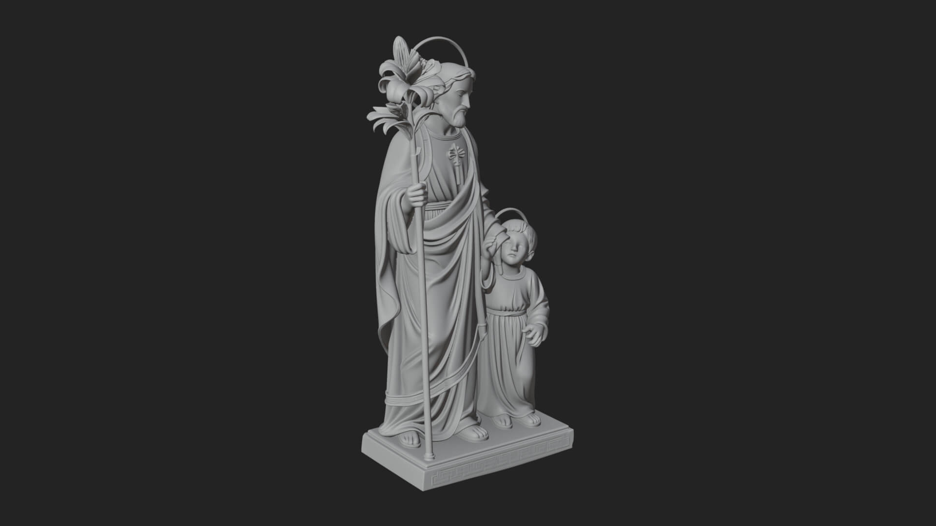 Saint Joseph with Child Statue Design 1 3D Print Model 3D Model