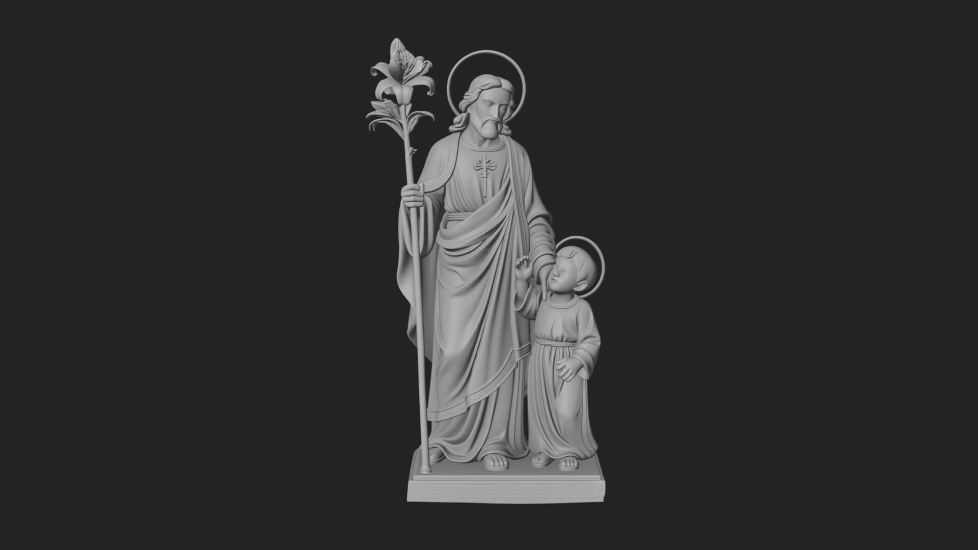 Saint Joseph with Child Statue Design 1 3D Print Model 3D Model
