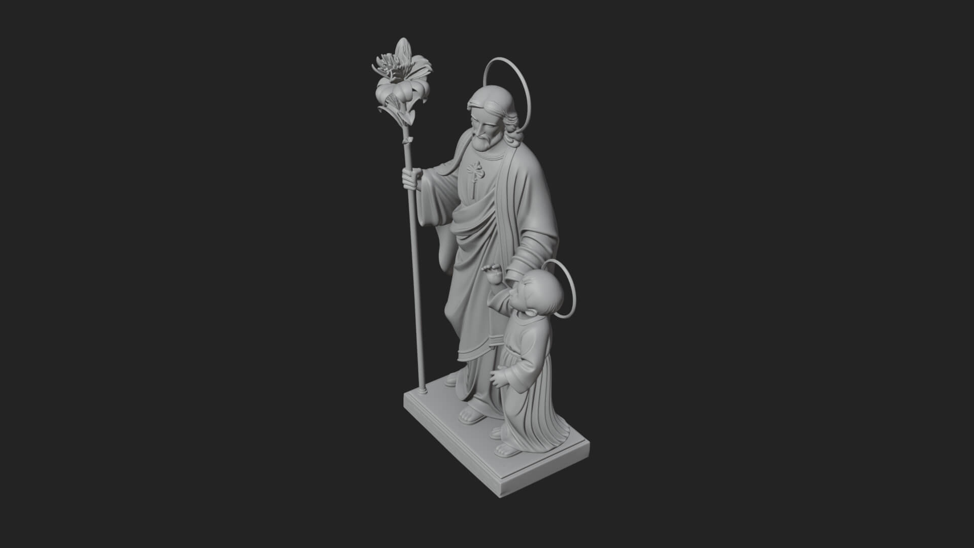 Saint Joseph with Child Statue Design 1 3D Print Model 3D Model
