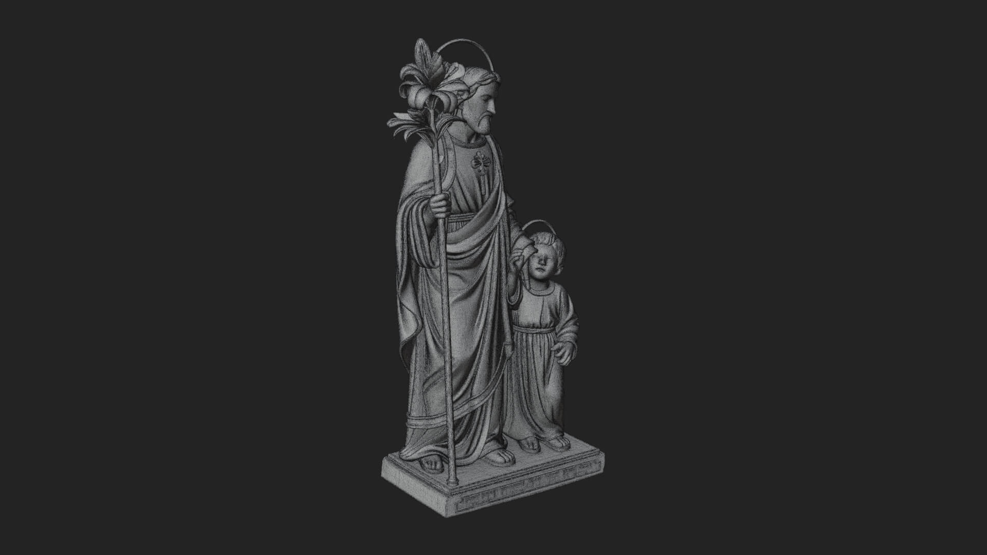 Saint Joseph with Child Statue Design 1 3D Print Model 3D Model