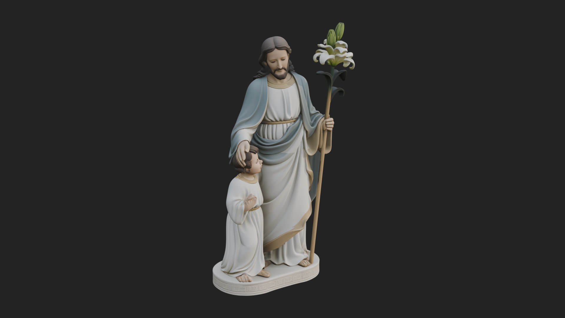 Saint Joseph with Child Statue Design 2 3D Print Model 3D Model