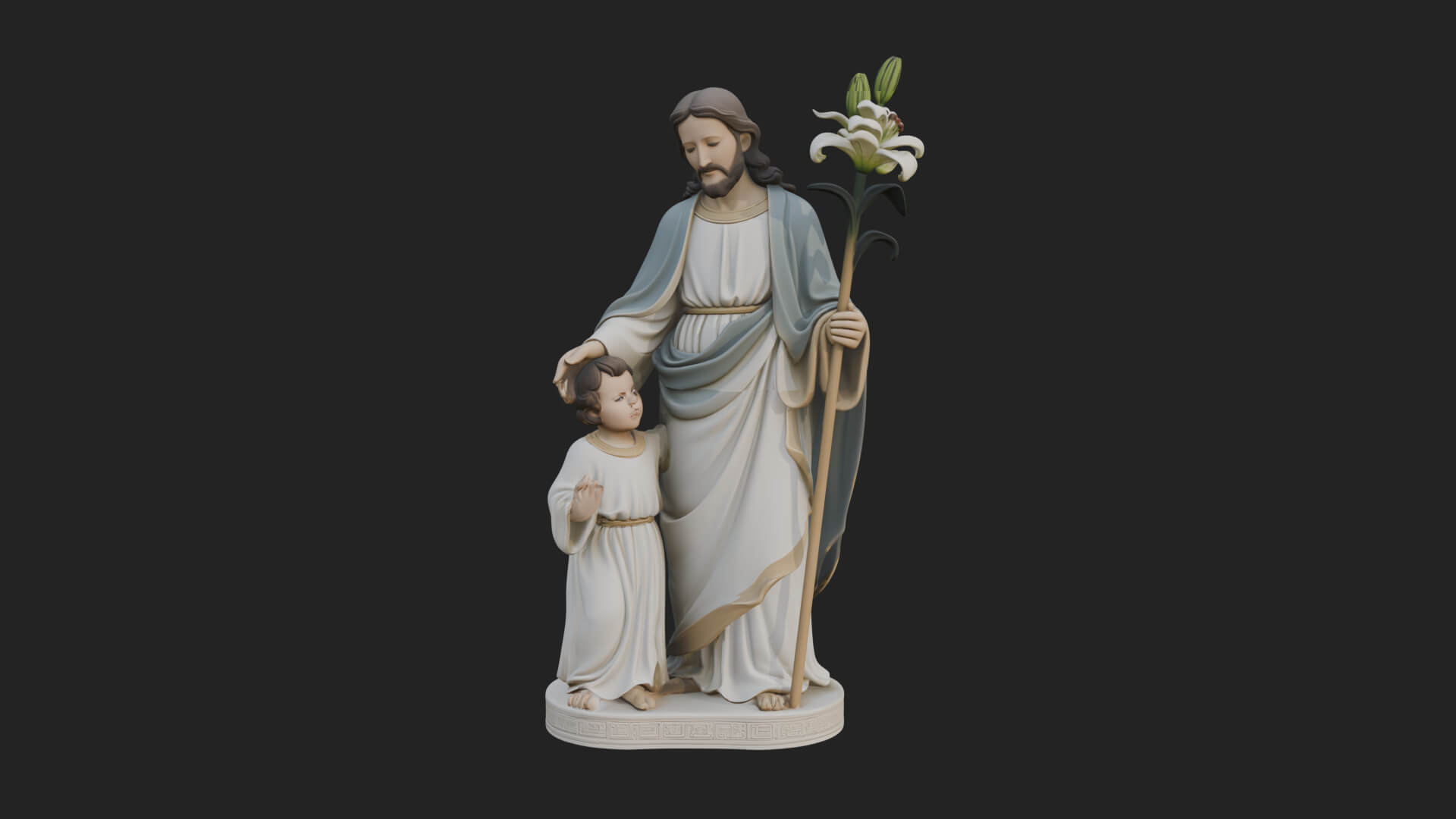 Saint Joseph with Child Statue Design 2 3D Print Model 3D Model
